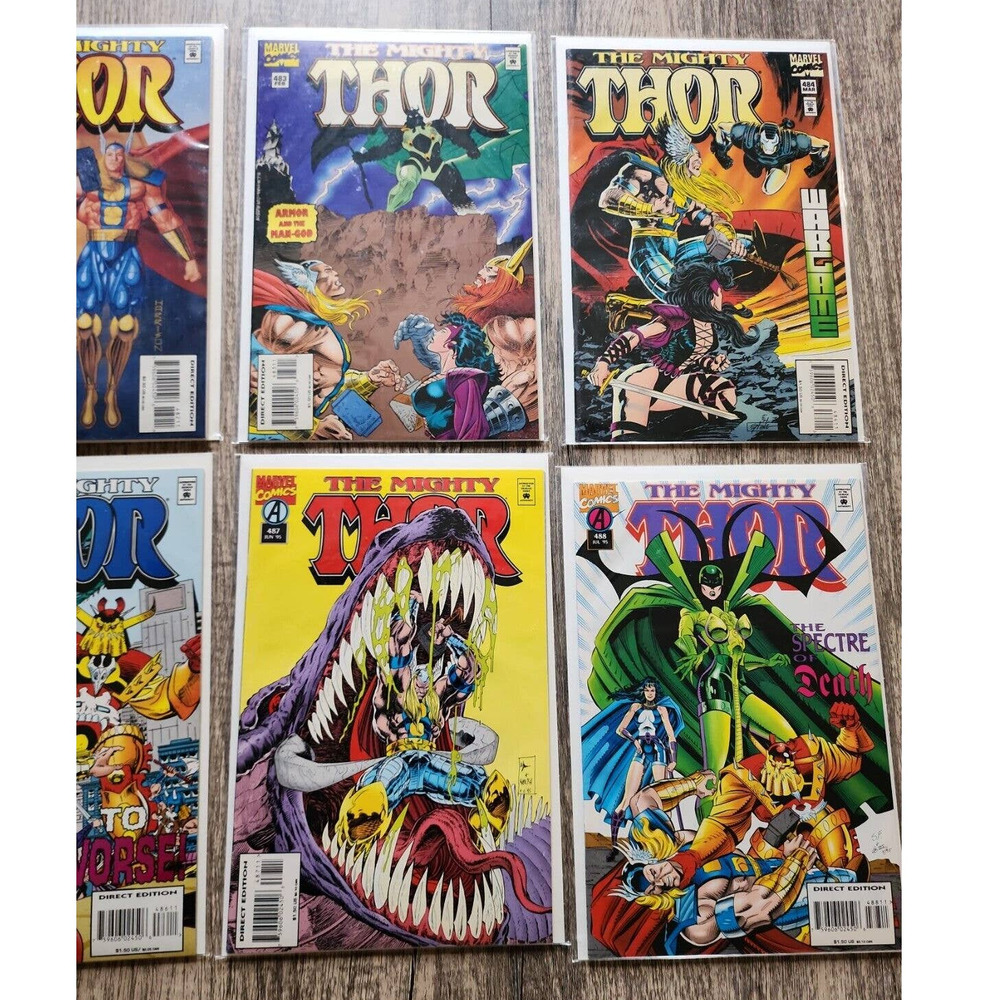 THE MIGHTY THOR 1990's Vintage Comic Lot Marvel Comics 8 Books #481-488 Boarded - Picture 3 of 4